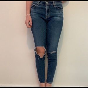 AG-ED Mid-rise ripped Blue jean